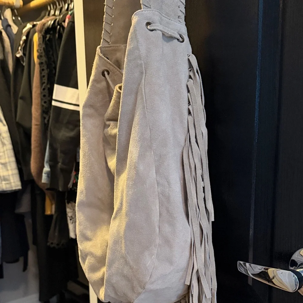 Suede Fringe Bucket Bag - Picture 10 of 13